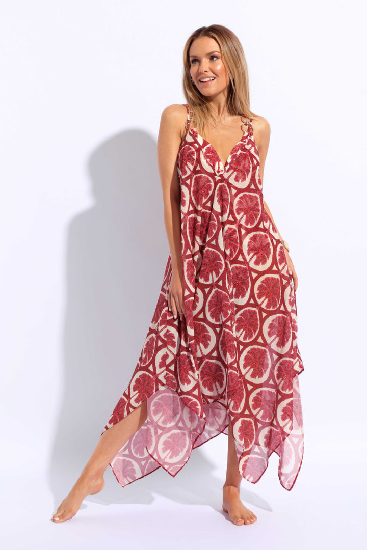 Chiffon Printed Hankie Dress - Multi