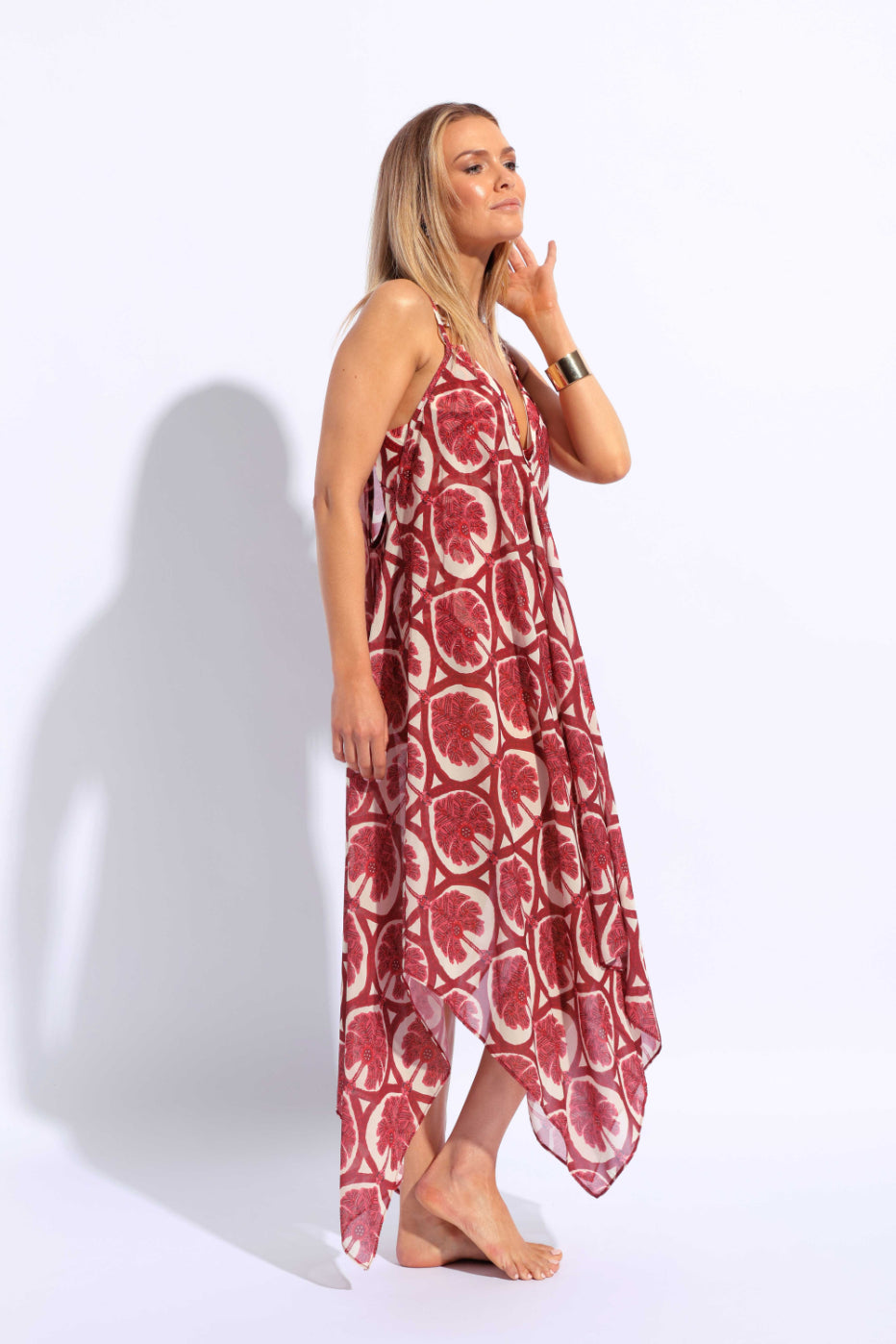 Chiffon Printed Hankie Dress - Multi