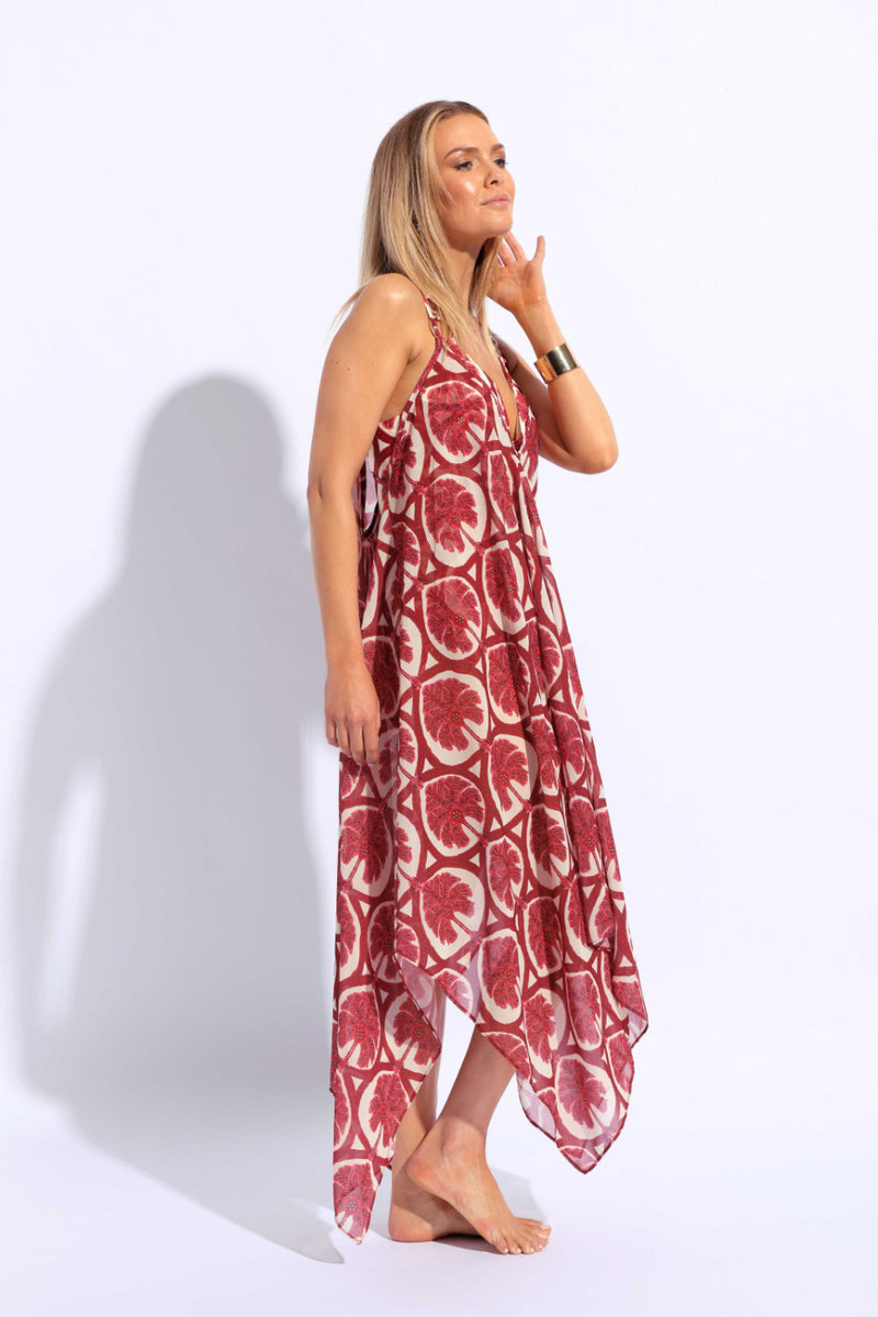 Chiffon Printed Hankie Dress - Multi