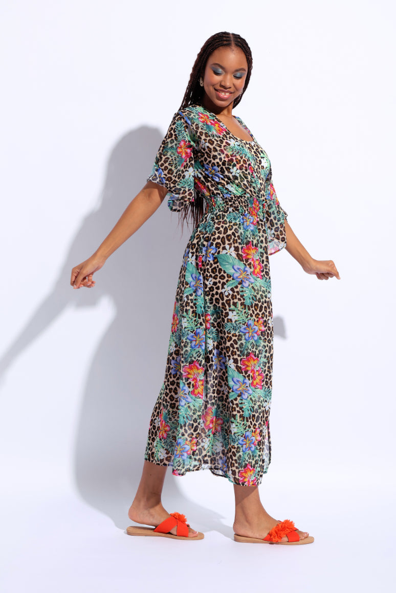 Printed Maxi Kimono - Multi