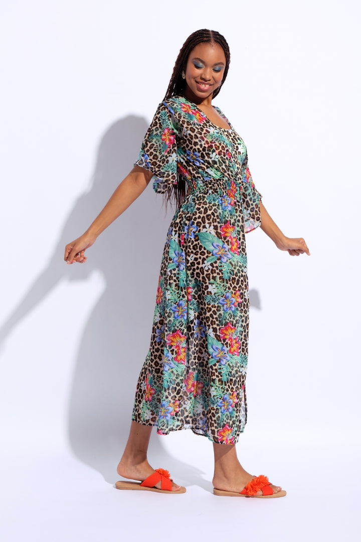 Printed Maxi Kimono - Multi