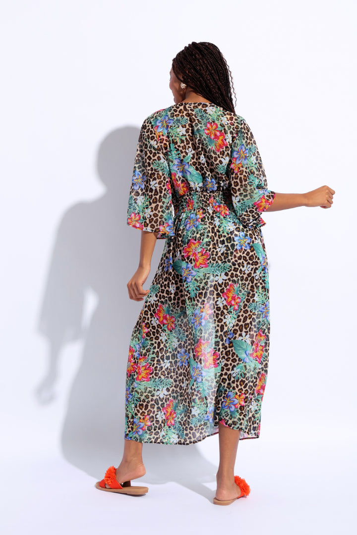 Printed Maxi Kimono - Multi