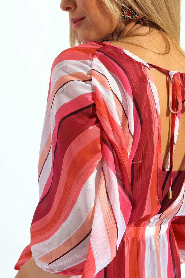 Stripe Drawstring Kimono  - Multi