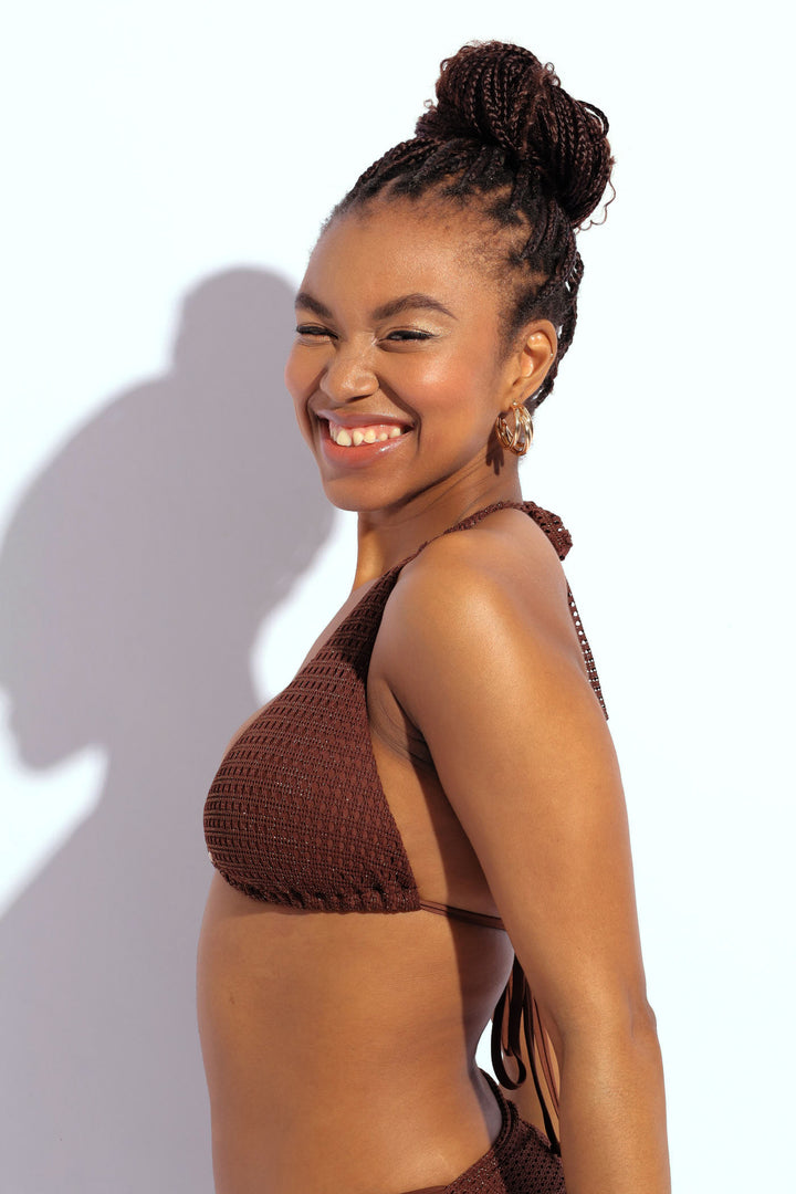Mesh Triangle Bikini Top - Chocolate