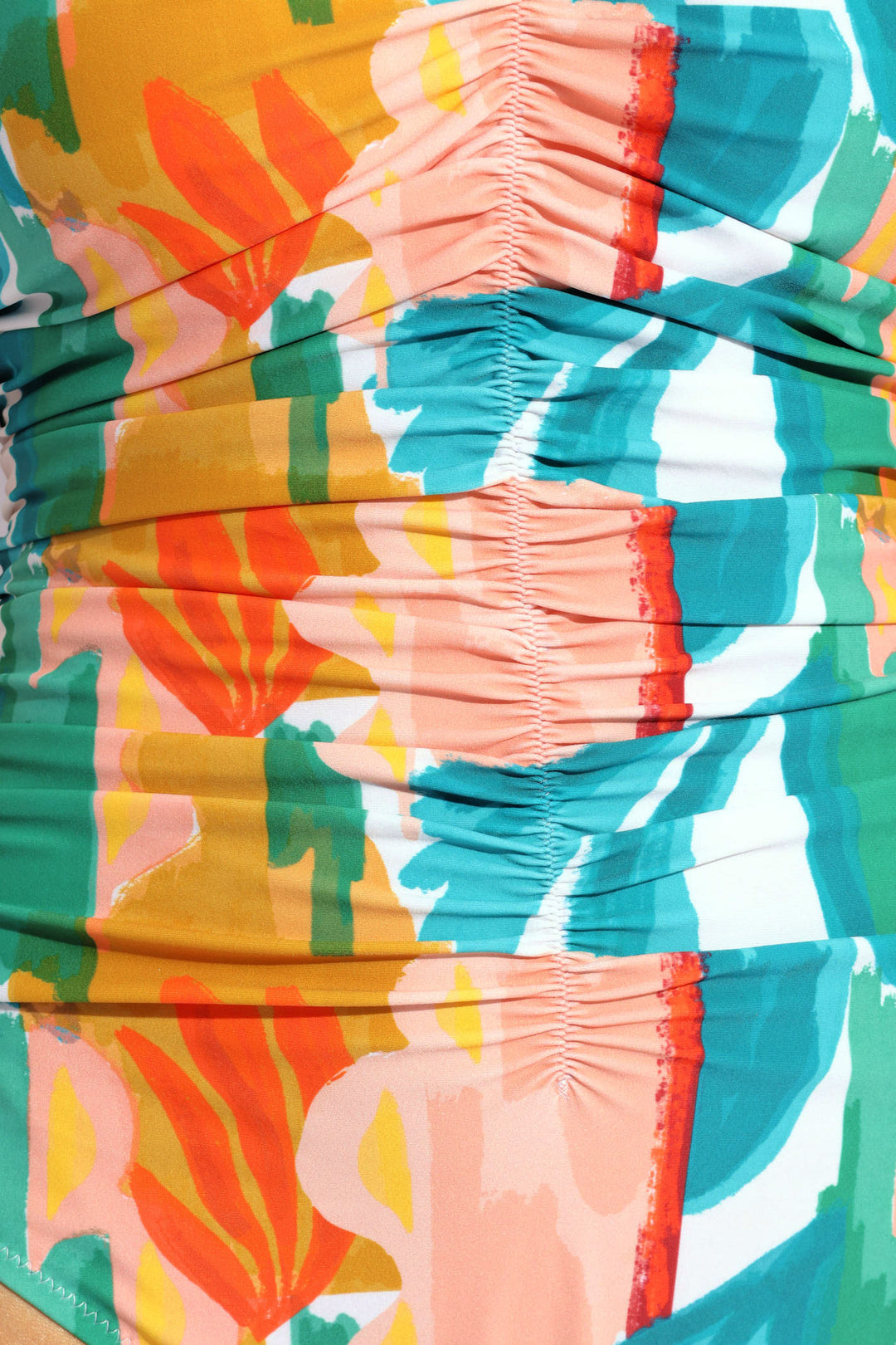 1Pc Paint Print Ruched Front Swimsuit - Multi