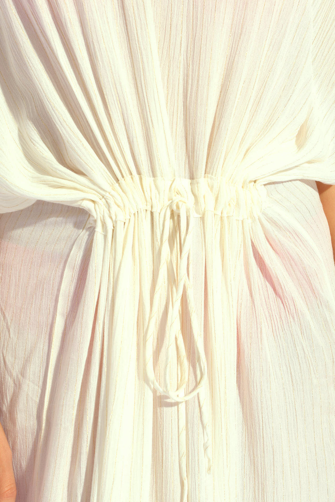 Lurex Drawstring Kaftan  - Cream