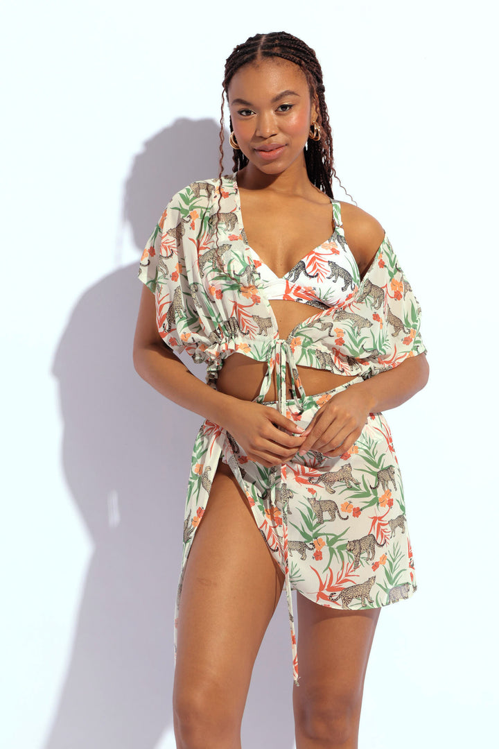 Cheetah Print Chiffon Crop - Multi