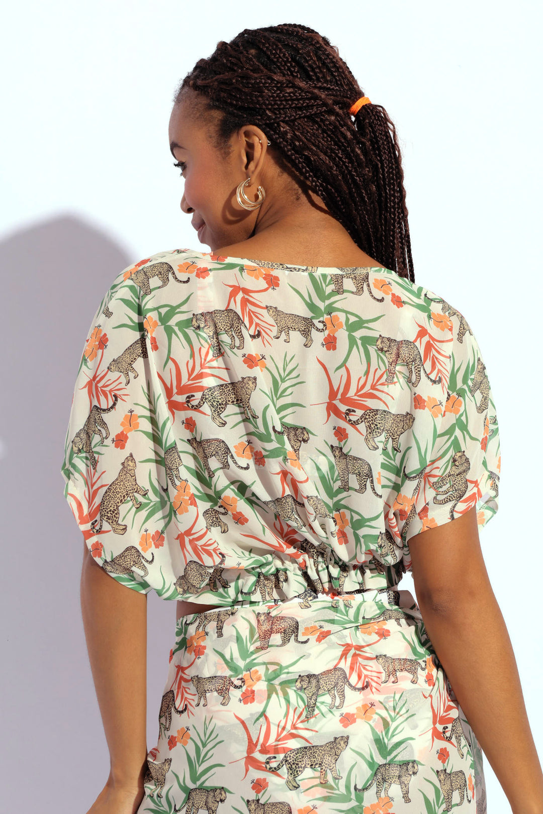 Cheetah Print Chiffon Crop - Multi