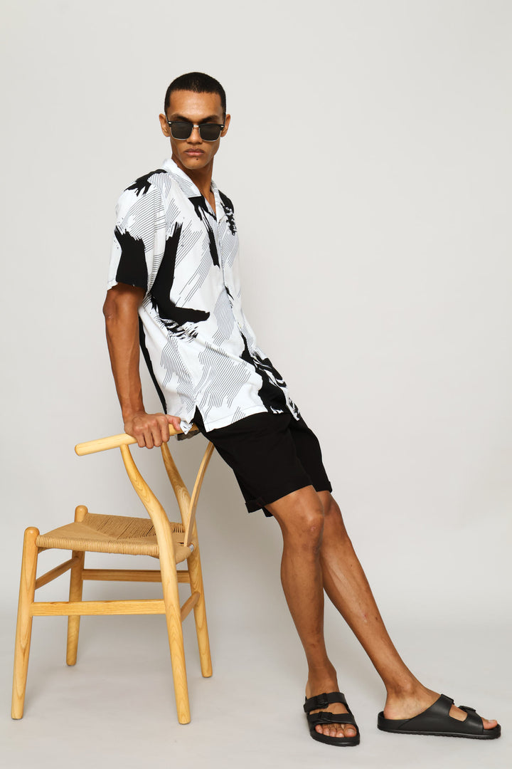 Printed Viscose Shirt - Ecru