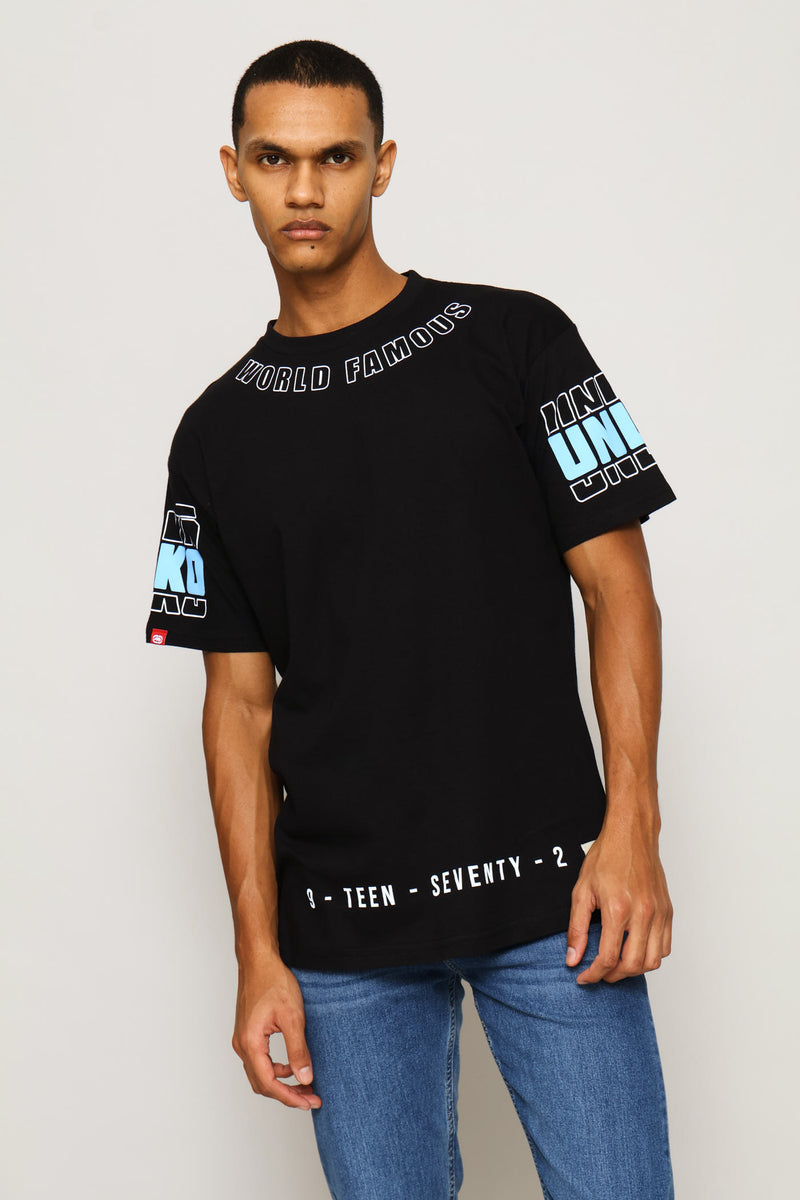 Vertical Back Print Tee - Black