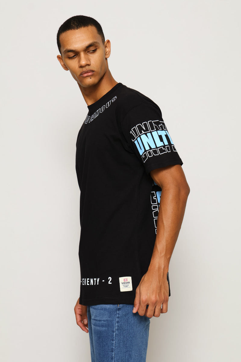 Vertical Back Print Tee - Black