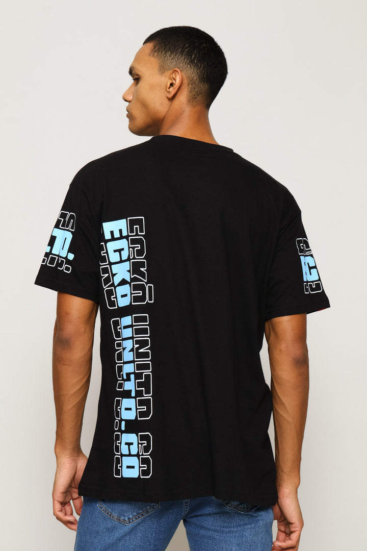 Vertical Back Print Tee - Black