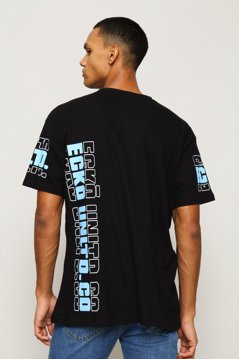 Vertical Back Print Tee - Black