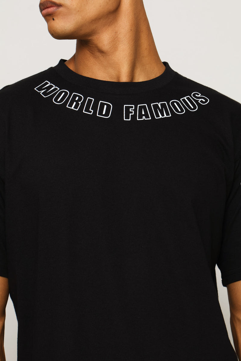 Vertical Back Print Tee - Black