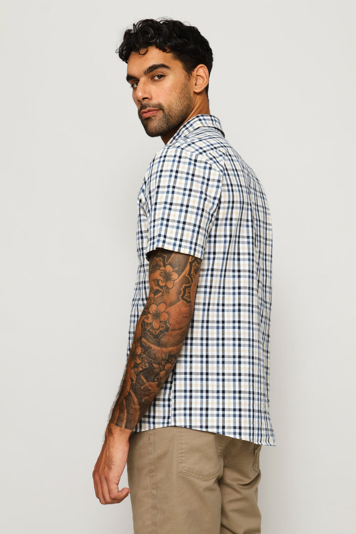 Slub Check Shirt - White/Stone/Navy