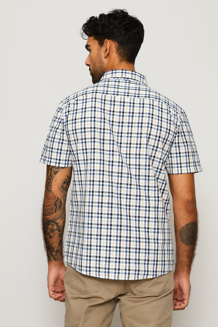 Slub Check Shirt - White/Stone/Navy