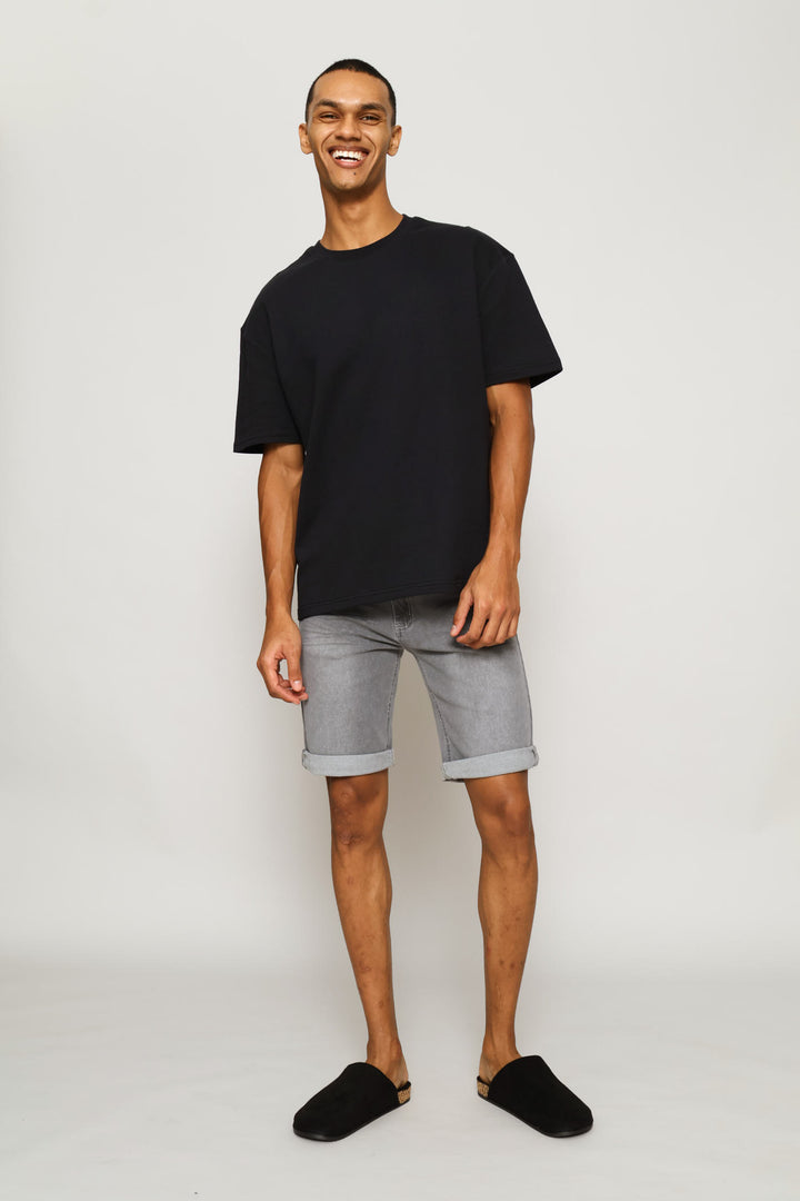 Fleece Boxy Fit Tee - Black