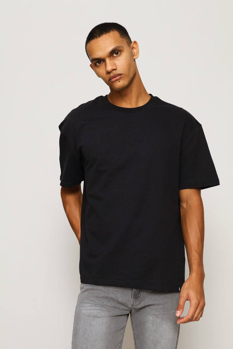 Fleece Boxy Fit Tee - Black