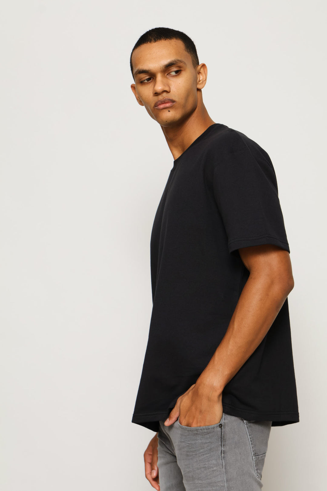 Fleece Boxy Fit Tee - Black