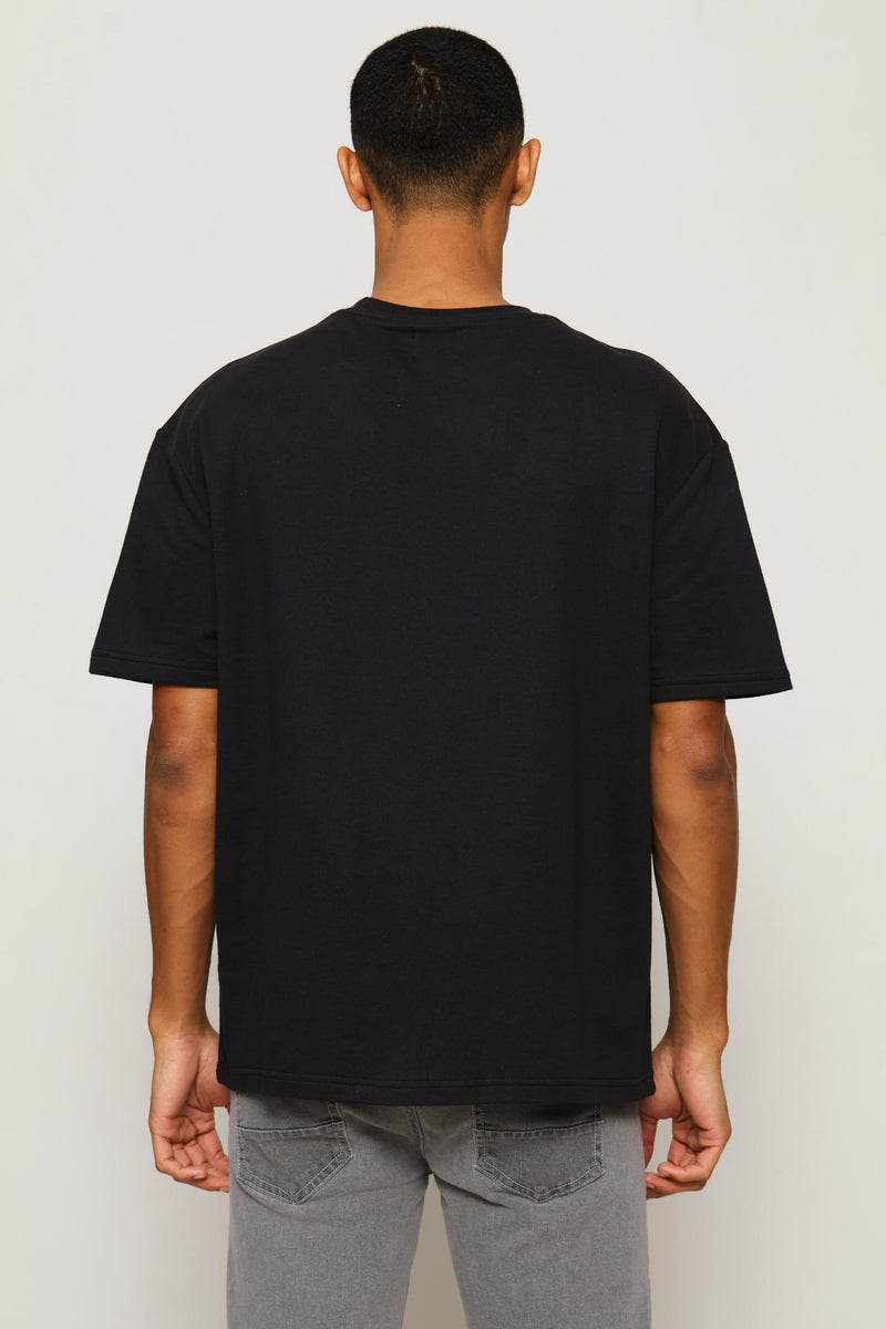Fleece Boxy Fit Tee - Black