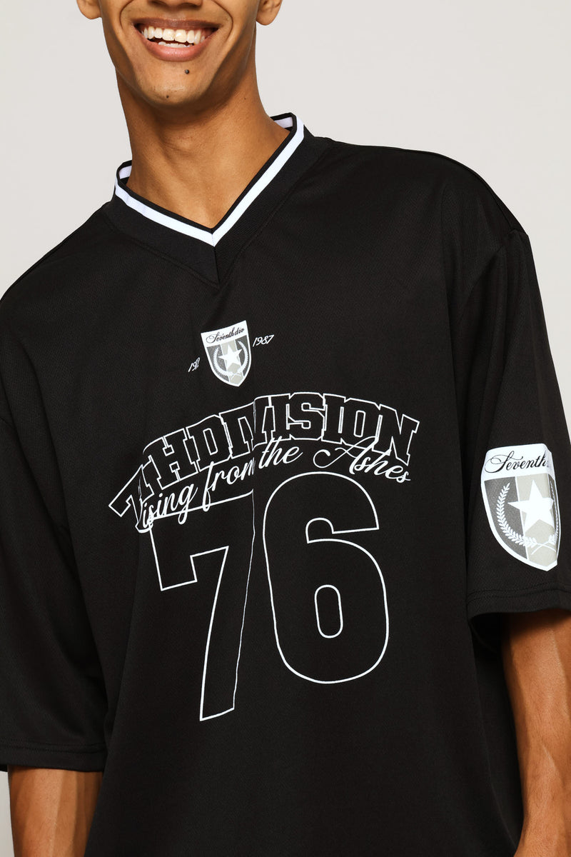 76 Div Birds Eye Boxy Tee - Black