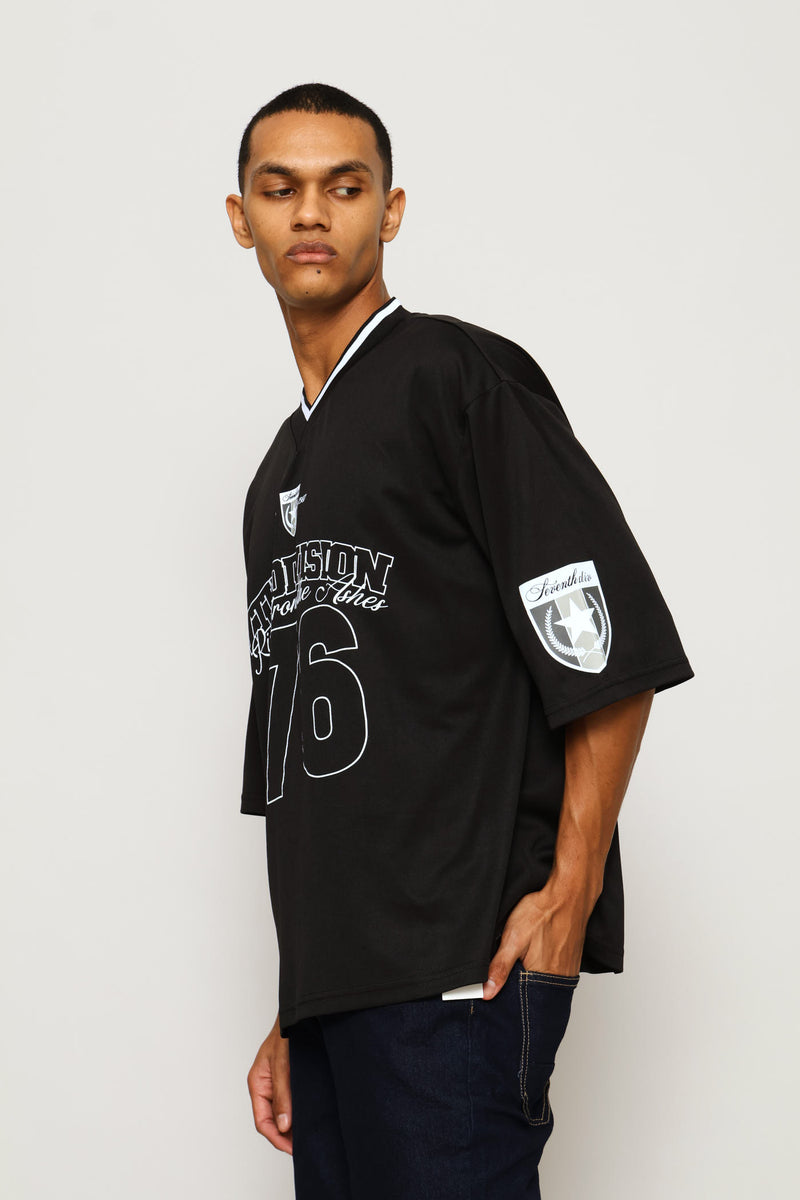 76 Div Birds Eye Boxy Tee - Black