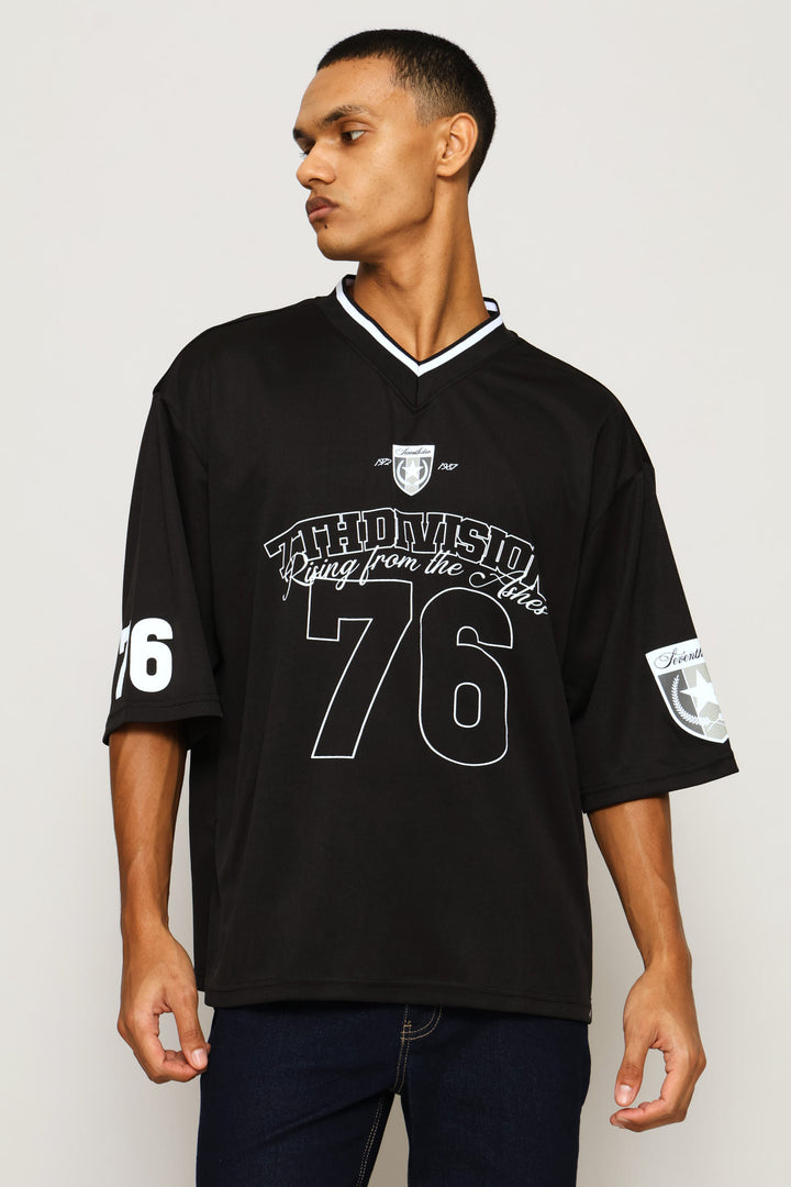 76 Div Birds Eye Boxy Tee - Black