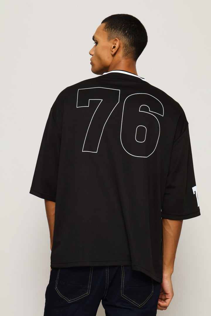 76 Div Birds Eye Boxy Tee - Black