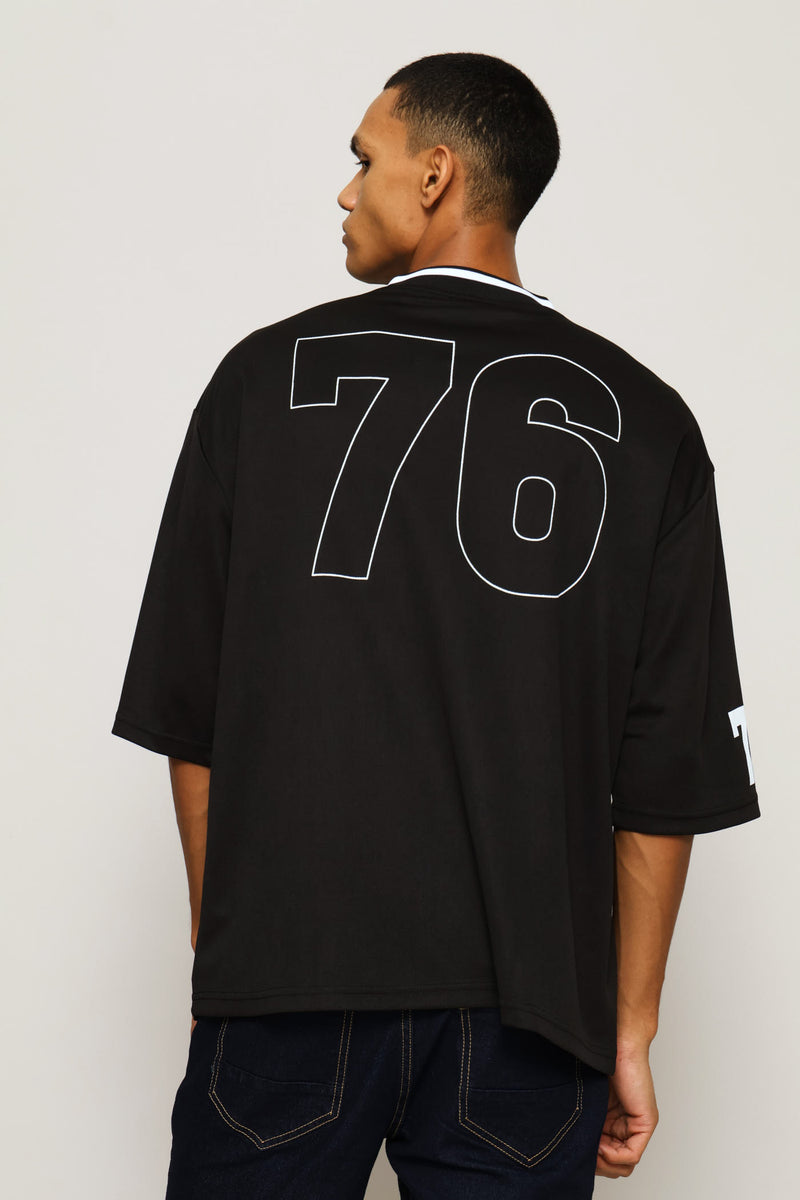 76 Div Birds Eye Boxy Tee - Black