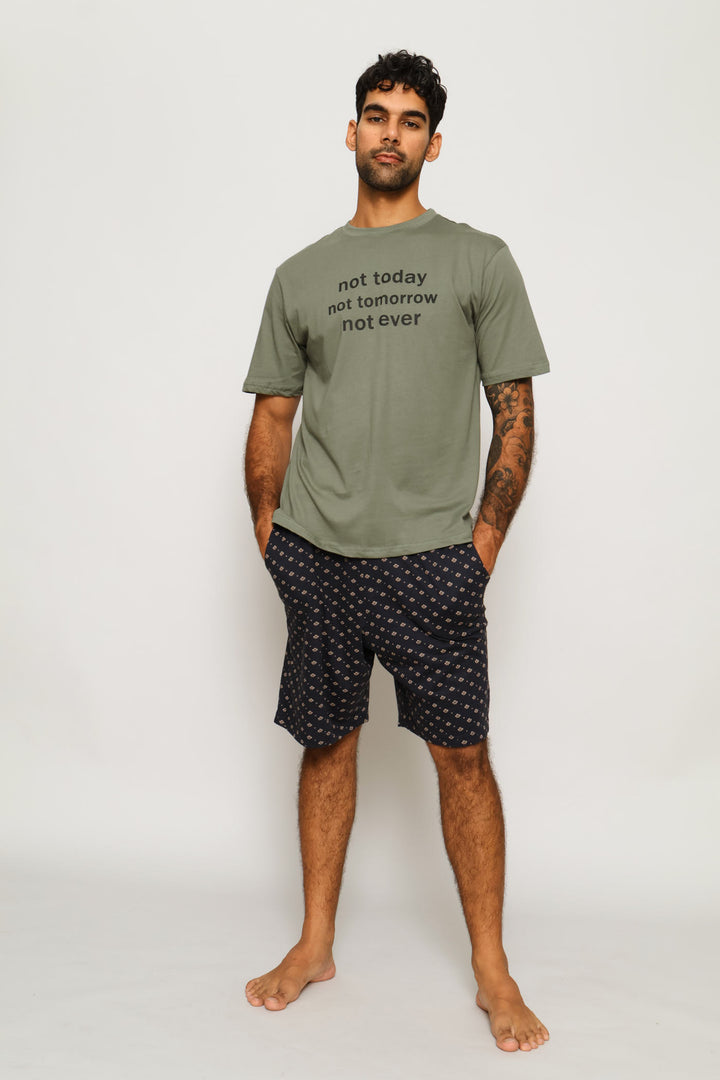 Printed Knit Shorts - Navy