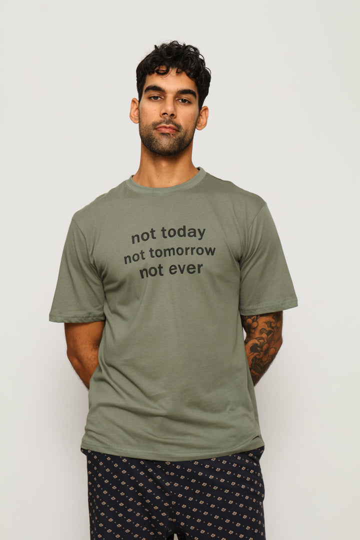Not Today Slogan Tee - Sage