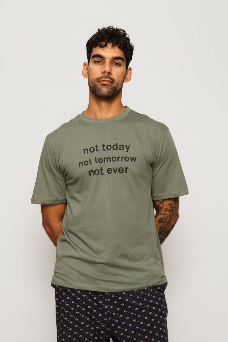 Not Today Slogan Tee - Sage