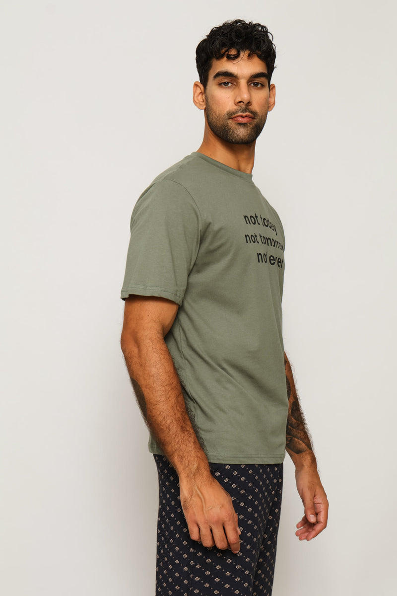 Not Today Slogan Tee - Sage