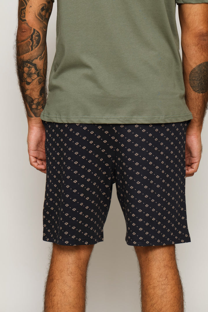Printed Knit Shorts - Navy