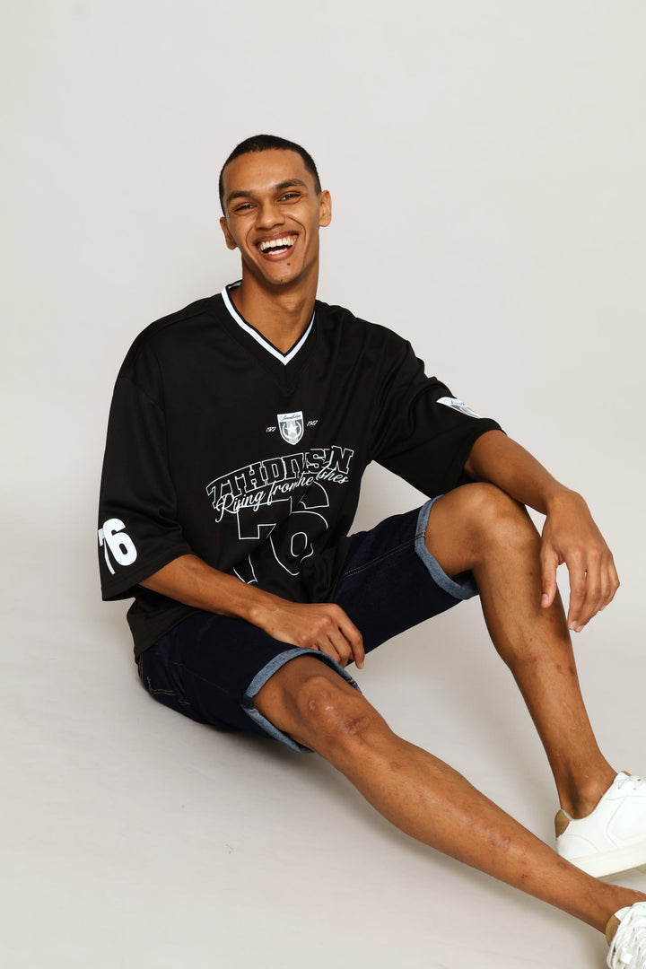 76 Div Birds Eye Boxy Tee - Black