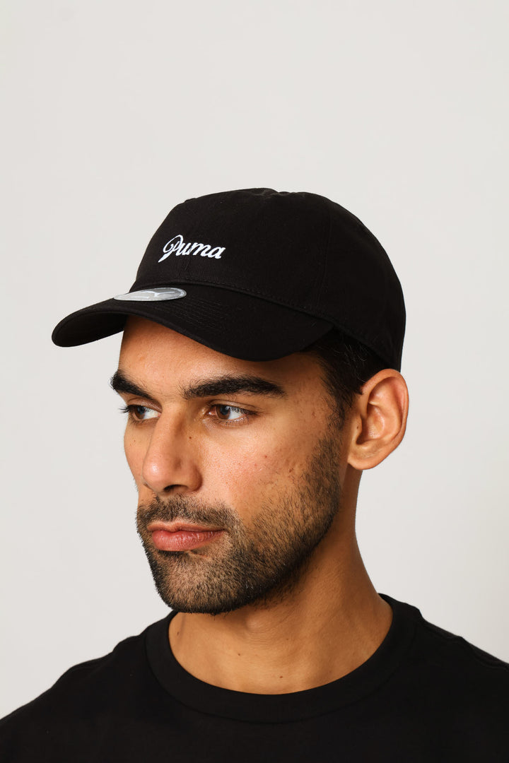 Essential Script Logo Dad Cap - Black