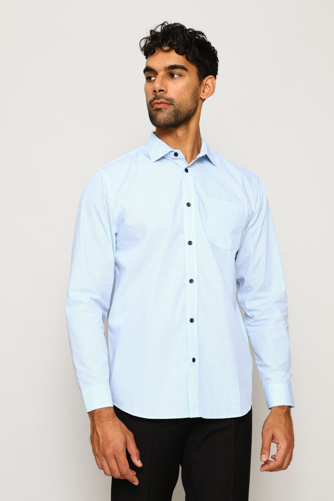 Geo Spot Regular Printed Shirt - Light Blue