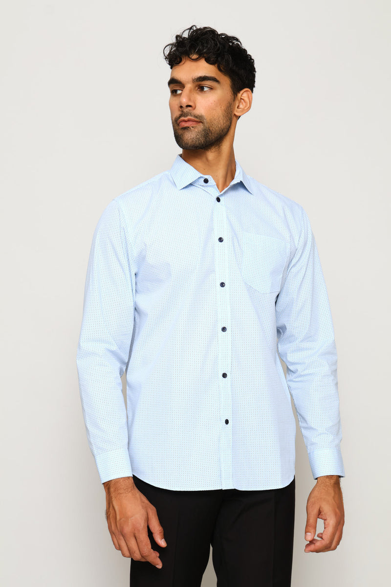 Geo Spot Regular Printed Shirt - Light Blue