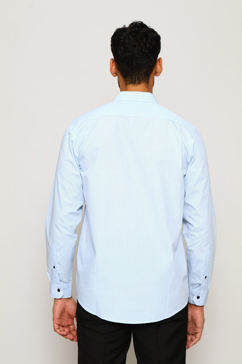 Geo Spot Regular Printed Shirt - Light Blue