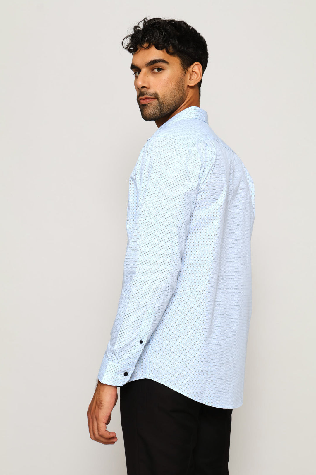 Geo Spot Regular Printed Shirt - Light Blue