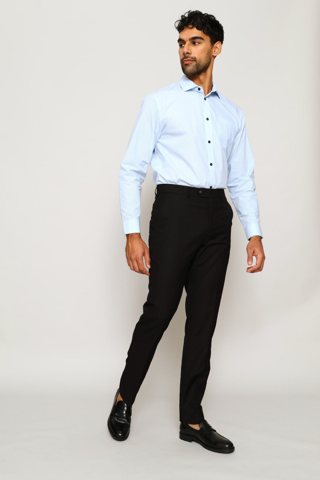 Geo Spot Regular Printed Shirt - Light Blue