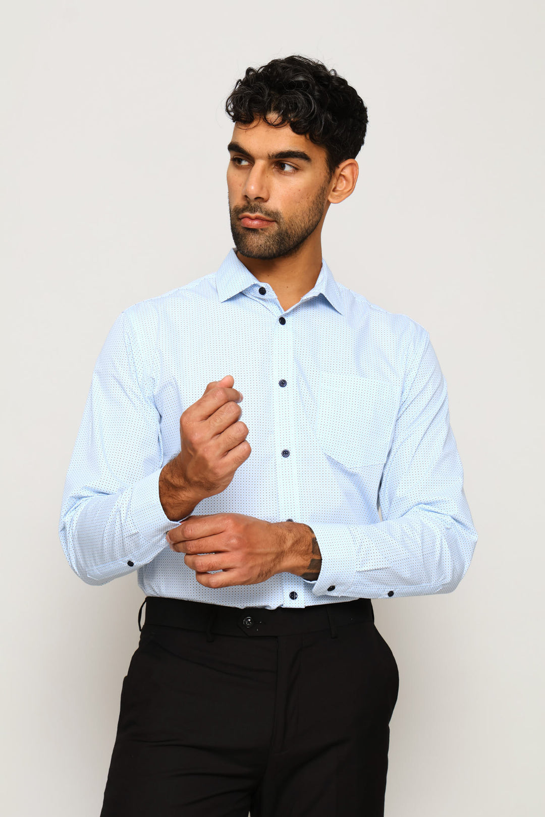 Geo Spot Regular Printed Shirt - Light Blue