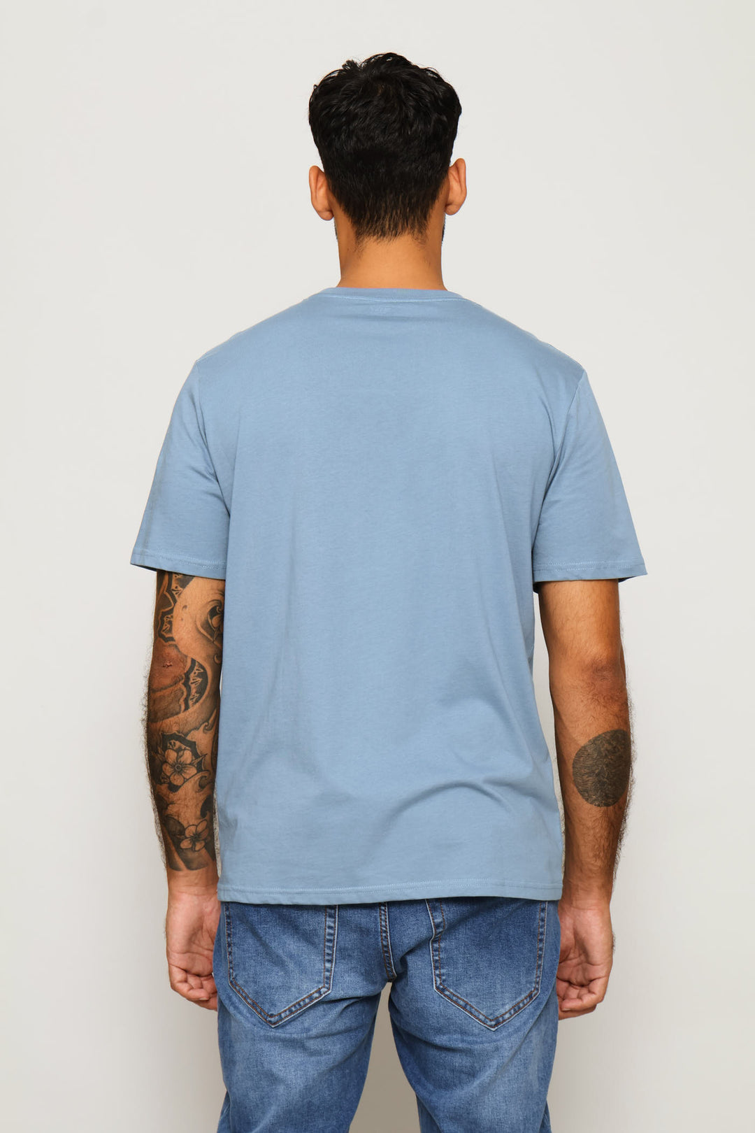 Canal & Houston Chest Print Tee - Dusty Blue