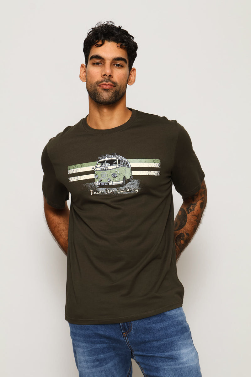 Explorer Camper Van Tee - Olive