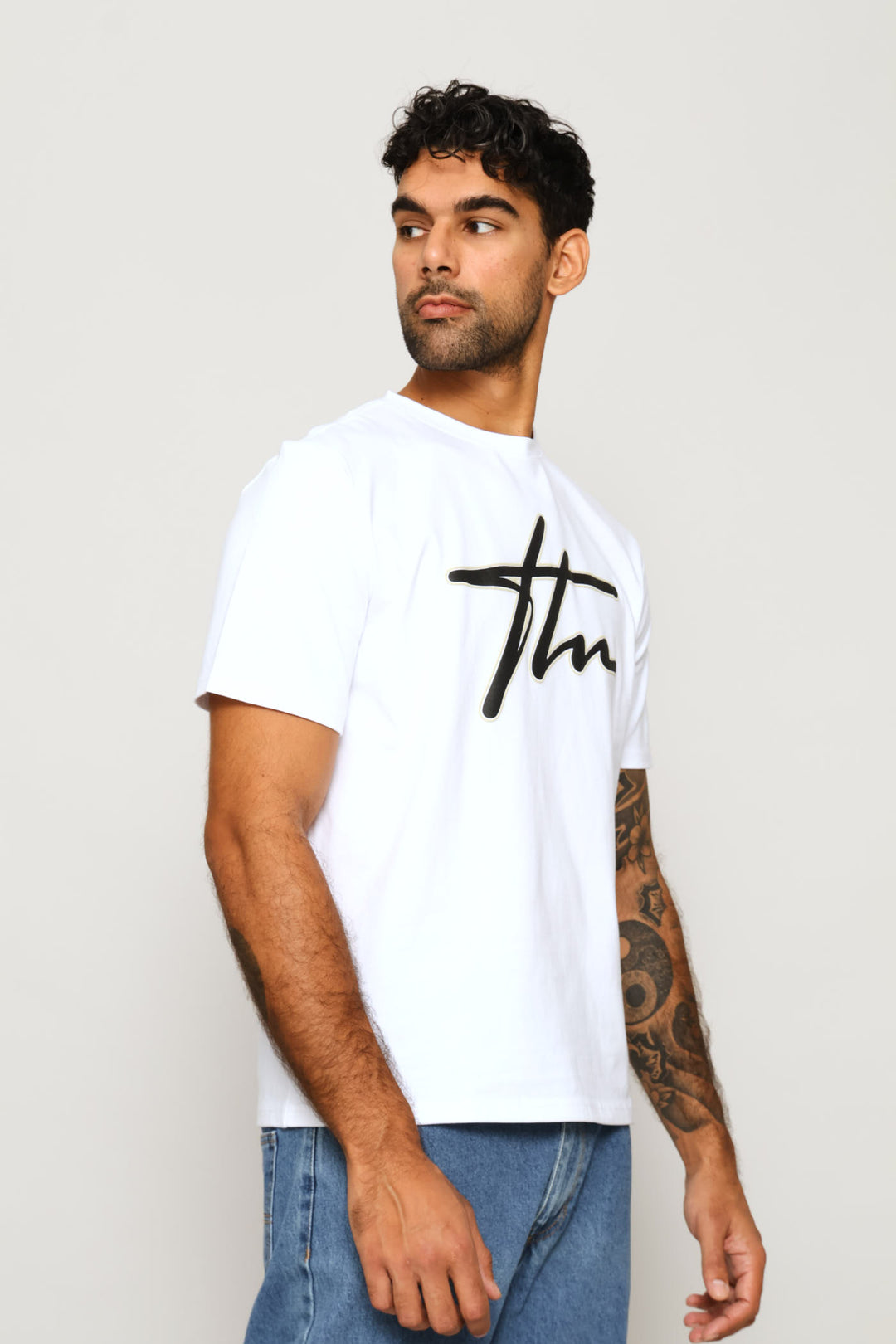 Heavy Weight Printed Crew Tee - White