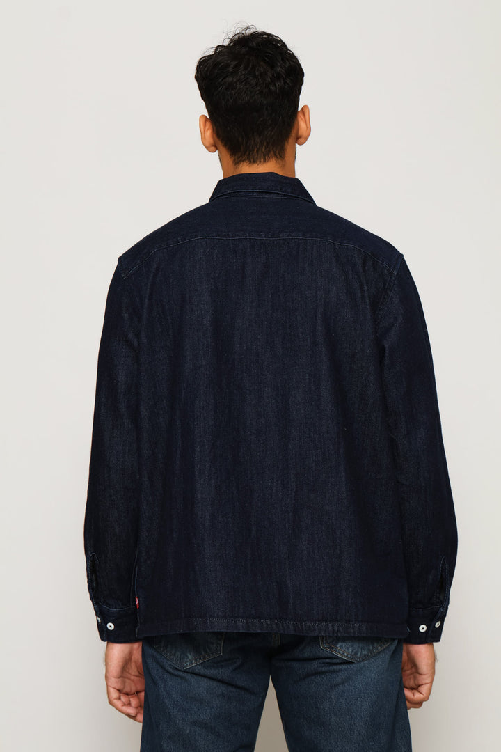 Long Sleeve Worker Shirt - Mid Wash