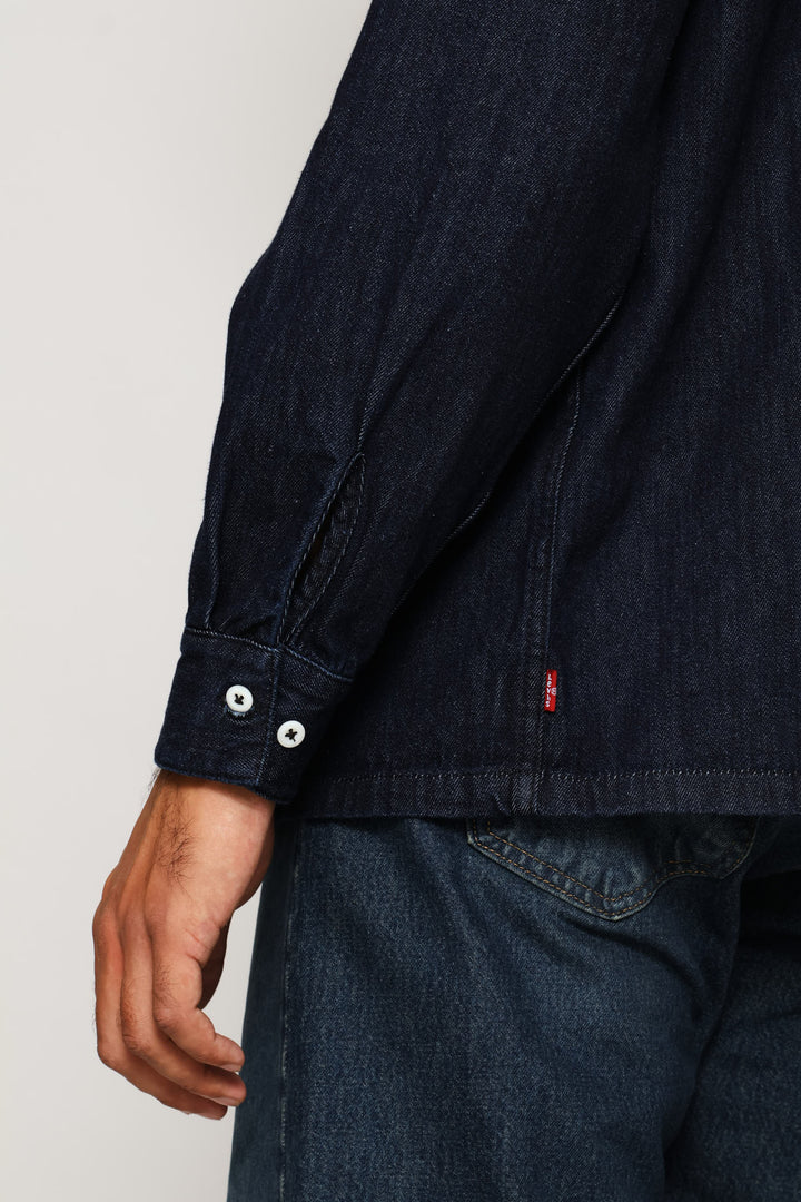 Long Sleeve Worker Shirt - Mid Wash