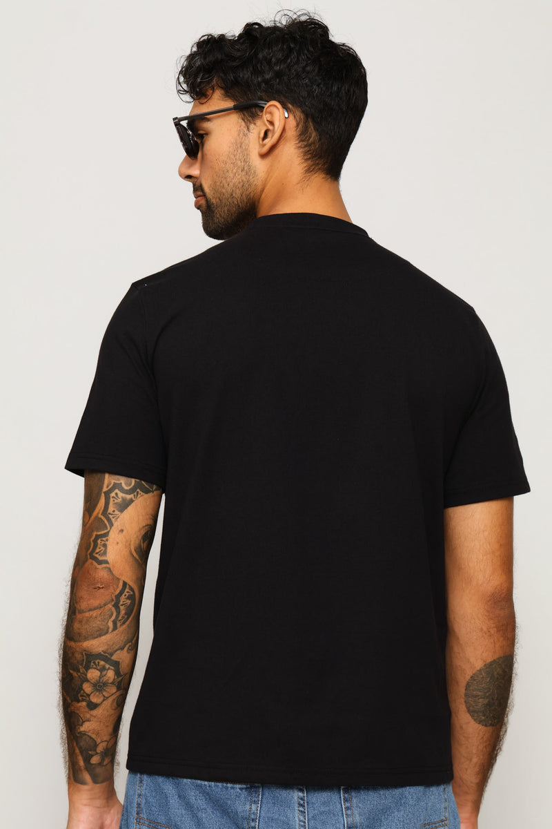 Heavy Weight Printed Crew Tee - Black