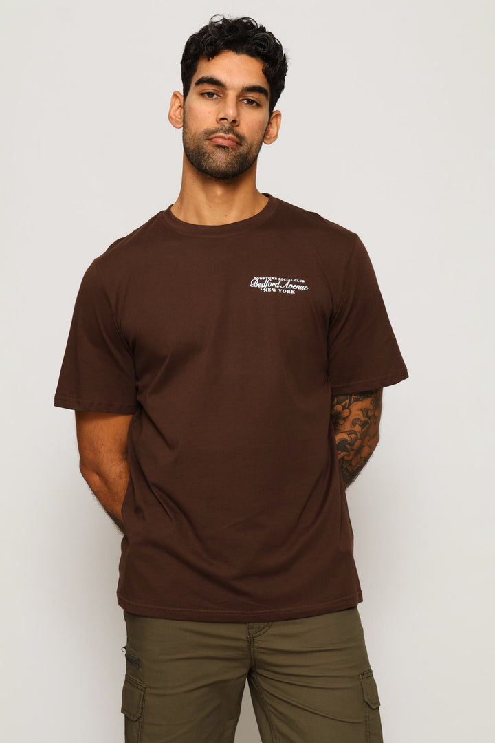 Bedford Ave Social Club Tee - Chocolate