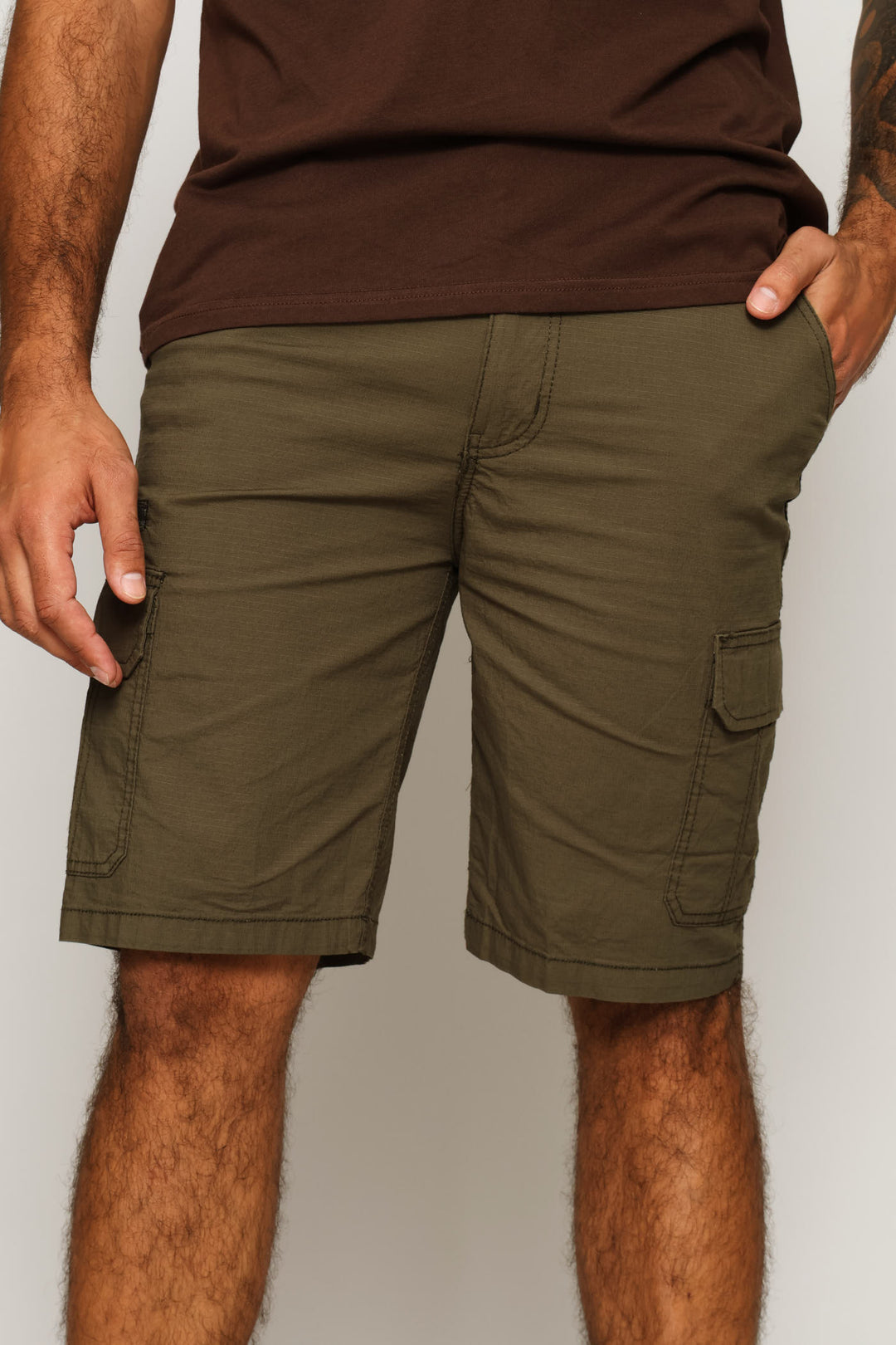 Rib Stop Cargo Shorts - Olive